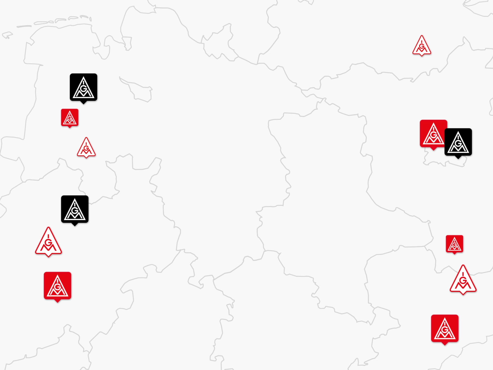 Landkarte mitmarkern für Geschäftsstellen