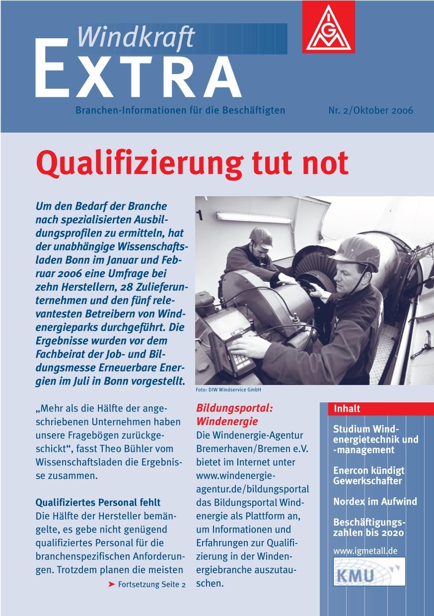 Windkraft Extra Nr. 2: Qualifizierung tut not, Oktober 2006
