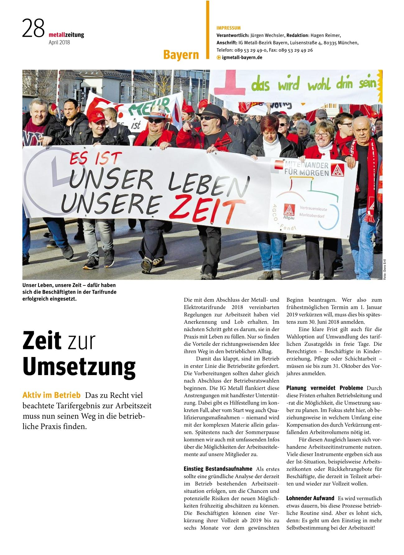metallzeitung - Regionalseiten Bayern April 2018