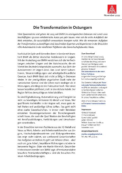 Die Transformation in Ostungarn
