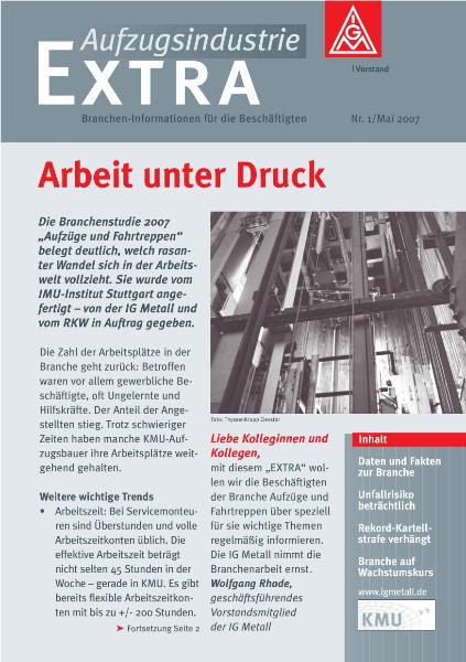 Aufzugsindustrie Extra Nr. 1 / Mai 2007: Arbeit unter Druck