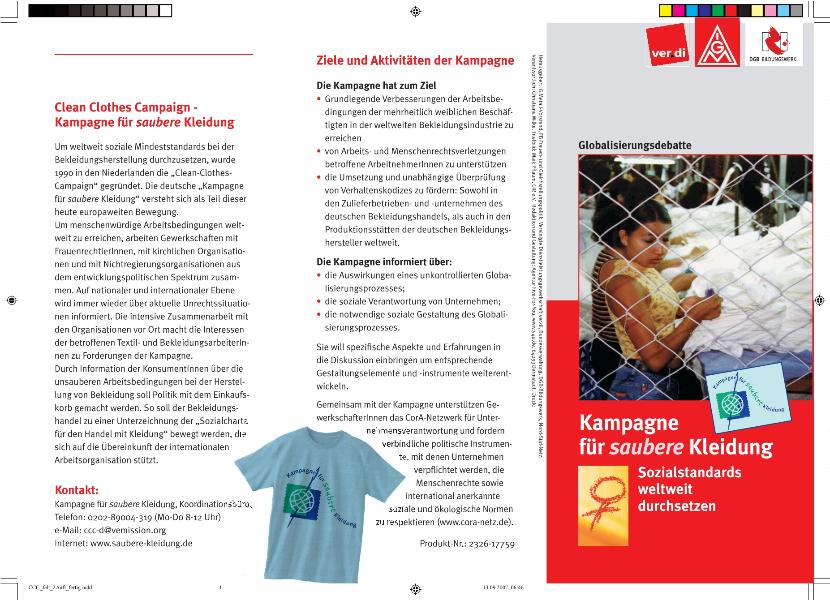 Kampagne saubere Kleidung - Sozialstandards weltweit durchsetzen