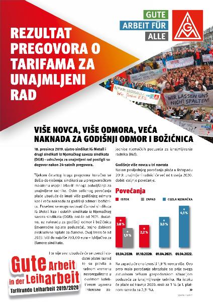 Flugblatt zum Tarifergebnis Leiharbeit 2019/2020 in kroatischer Sprache (Ansichtsexemplar)