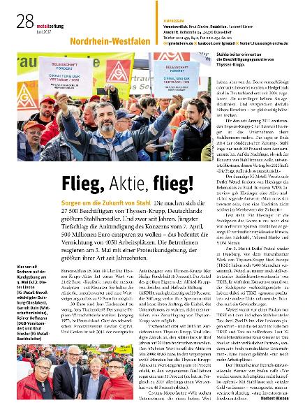 metallzeitung - Regionalseiten Nordrhein-Westfalen Juni 2017