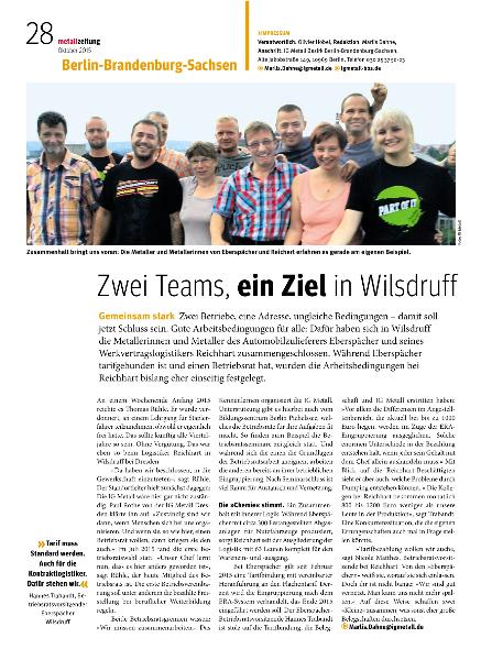 metallzeitung - Regionalseiten Berlin-Brandenburg-Sachsen Oktober 2015