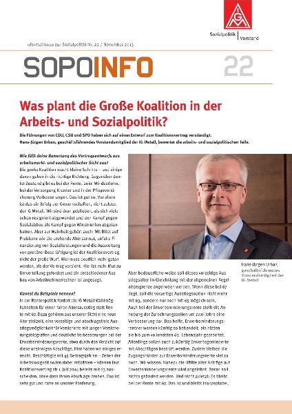 Was plant die Große Koalition in der Arbeits- und Sozialpolitik?, SoPoInfo 22, Informationen zur Sozialpolitik Nr. 22 / November 2013