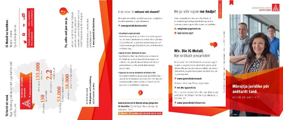 Rechtsschutz für Mitglieder. Das ist unsere Stärke. Flyer in albanischer Sprache