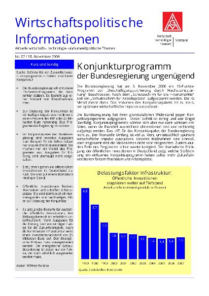 Wirtschaftspolitische Informationen 07 / 2008 - Konjunkturprogramm: Nur Trippelschritte in die richtige Richtung