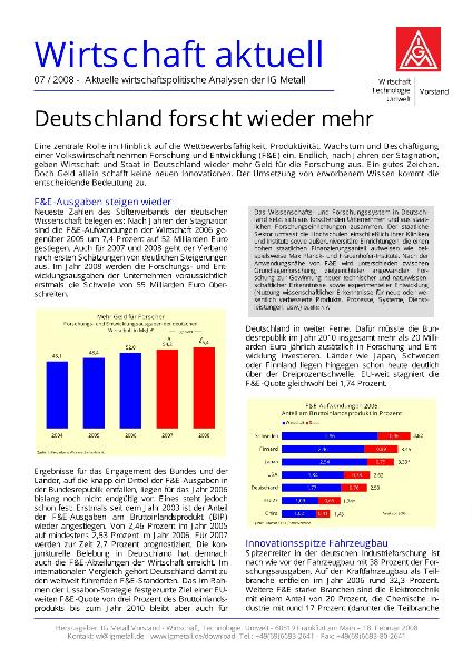 Wirtschaft aktuell 07/2008: Deutschland forscht wieder mehr