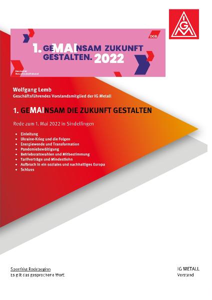 Wolfgang Lemb, Geschäftsführendes Vorstandsmitglied, Rede zum 1. Mai 2022