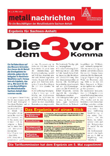 Tarifgebiet Sachsen-Anhalt: Die 3 vor dem Komma, Nr. 7 - 8. Mai 2006