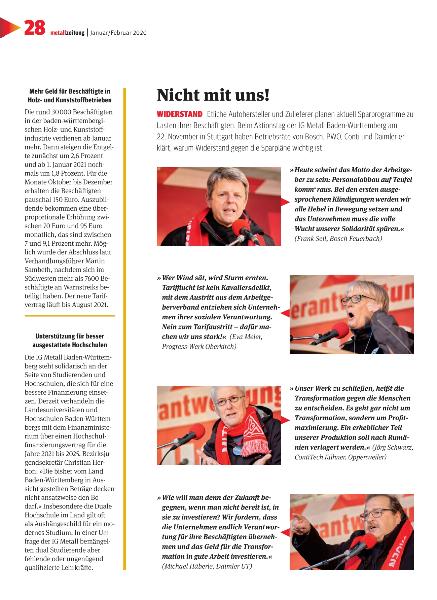 metallzeitung - Regionalseiten Baden-Württemberg Januar/ Februar 2020