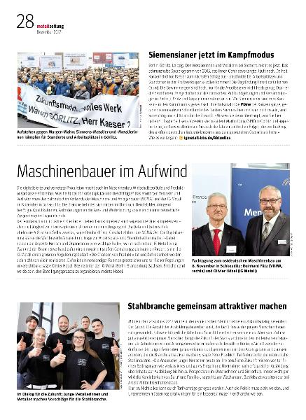metallzeitung - Regionalseiten Berlin-Brandenburg-Sachsen Dezember 2017