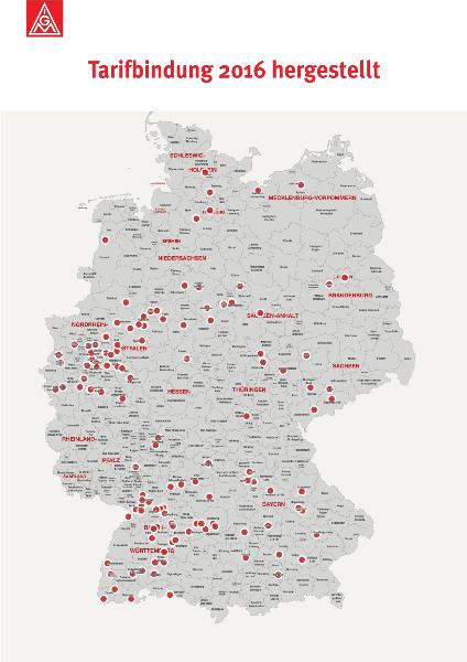 Landkarte: Tarifbindung 2016 hergestellt