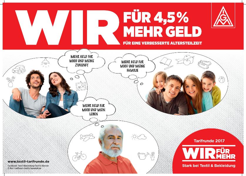Wir für mehr. Stark bei Textil & Bekleidung. Plakat zur Tarifrunde Textil und Bekleidung 2017