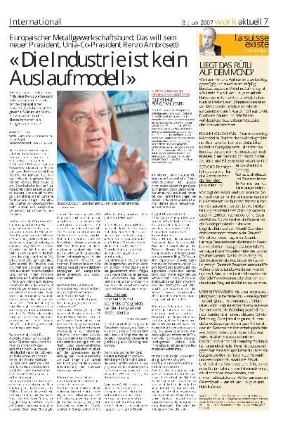 work aktuell: Europäischer Metallgewerkschaftsbund: Das will sein neuer Präsident Renzo Ambrosetti