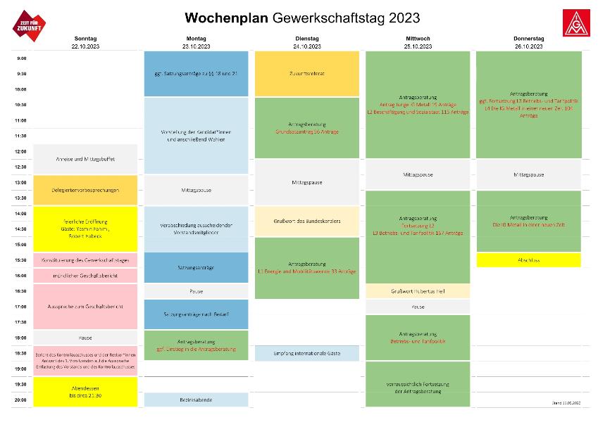 Wochenplan Gewerkschaftstag