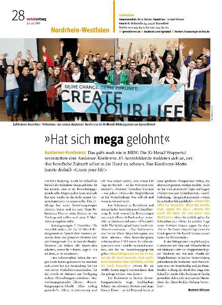 metallzeitung - Regionalseiten Nordrhein-Westfalen Januar 2016