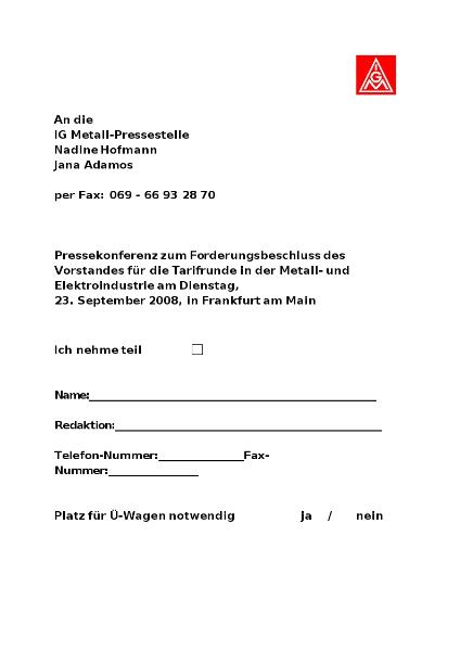Rückantwort Pressekonferenz am 23. September 2008