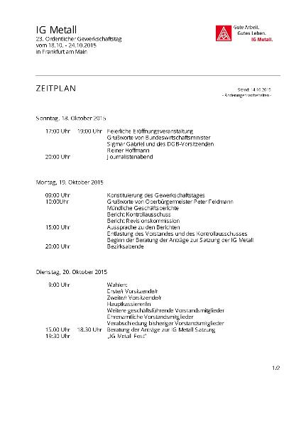 Ablaufplan Gewerkschaftstag 2015