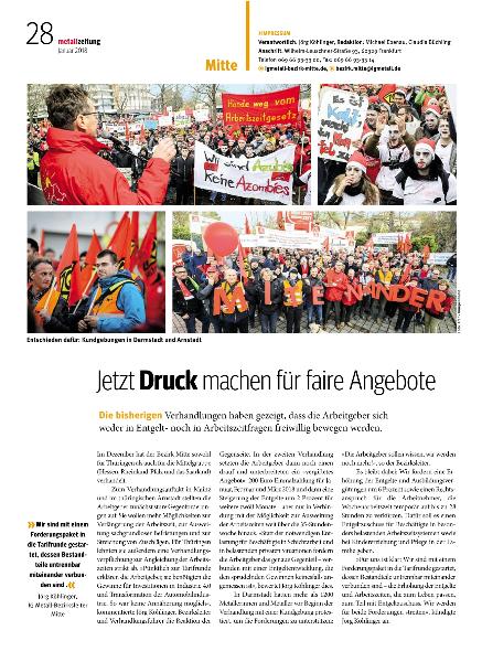 metallzeitung - Regionalseiten Mitte Januar 2018