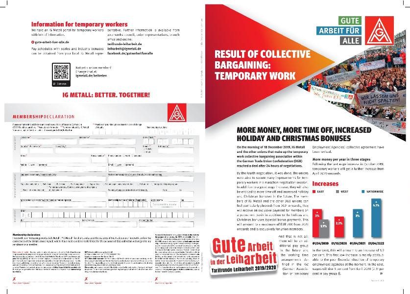 Flugblatt zum Tarifergebnis Leiharbeit 2019/2020 in englischer Sprache (zur Weitergabe an die Druckerei)