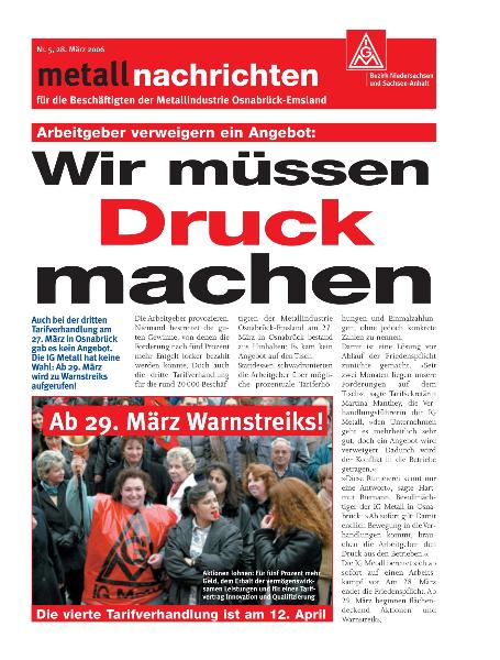 Tarifgebiet Osnabrück-Emsland: Wir müssen Druck machent, Nr. 5 - 28.03.2006
