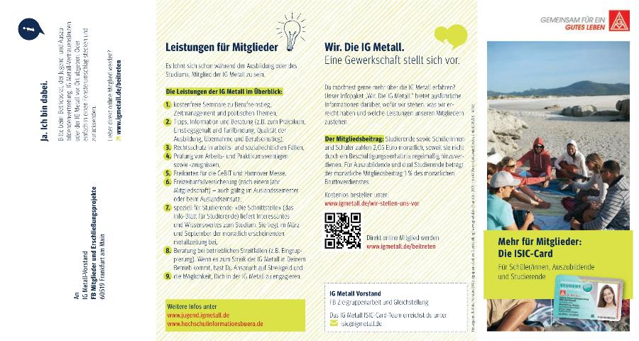 Mehr für Mitglieder: Die ISIC-Card (Flyer)