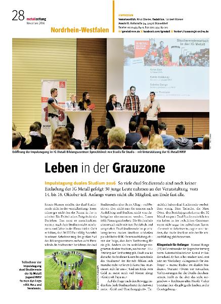 metallzeitung -- Regionalseiten Nordrhein-Westfalen November 2016