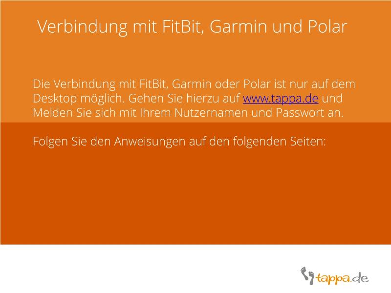Anleitung Verbindung mit FitBit, Garmin und Polar