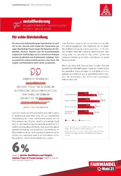 Wahl 2021: metallforderung | Für echte Gleichstellung