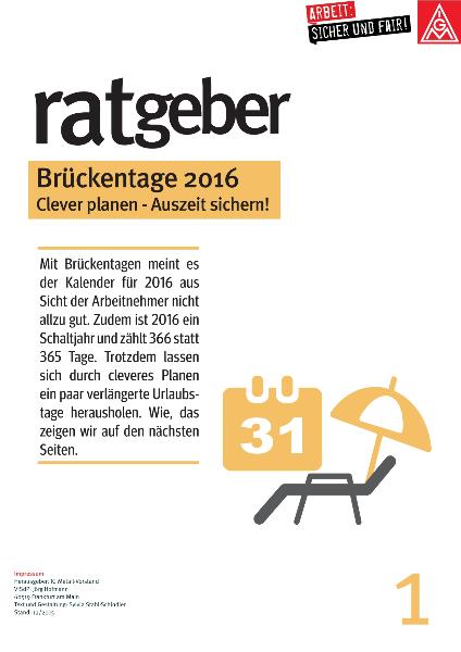 Brückentage 2016: Clever planen - Auszeit sichern!