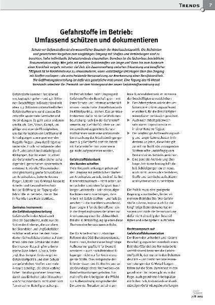 Gefahrstoffe im Betrieb: Umfassend schützen und dokumentieren, Gute Arbeit 7-8/2011