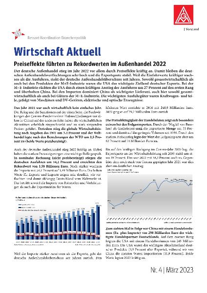 Preiseffekte führten zu Rekordwerten im Außenhandel 2022, Wirtschaft Aktuell Nr. 4 / März 2023