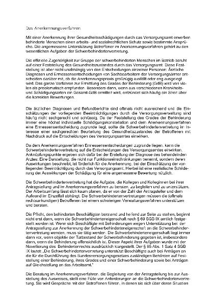 Anerkennung der Schwerbehinderteneigenschaft