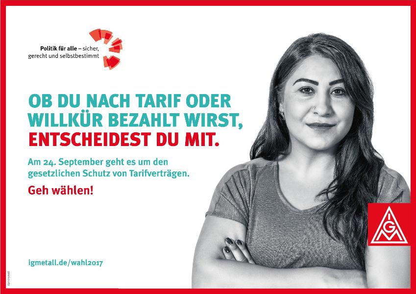 Ob du nach Tarif oder willkürlich bezahlt wirst, entscheidest du mit. Am 24. September geht es um den gesetzlichen Schutz von Tarifverträgen. Geh wählen!