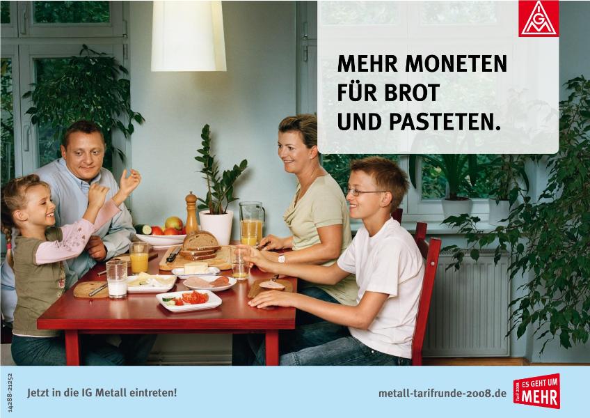 Plakatmotiv 'Mehr Moneten Für Brot und Pasteten'