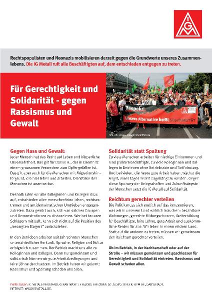 Für Gerechtigkeit und Solidarität - gegen Rassismus und Gewalt