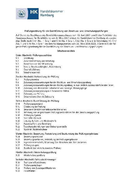 Prüfungsordnung HK Hamburg