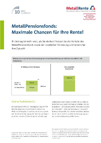 MetallPensionsfonds: Maximala Chancen für Ihre Rente!