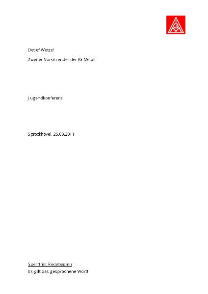 Detlef Wetzel: Jugendkonferenz Sprockhövel