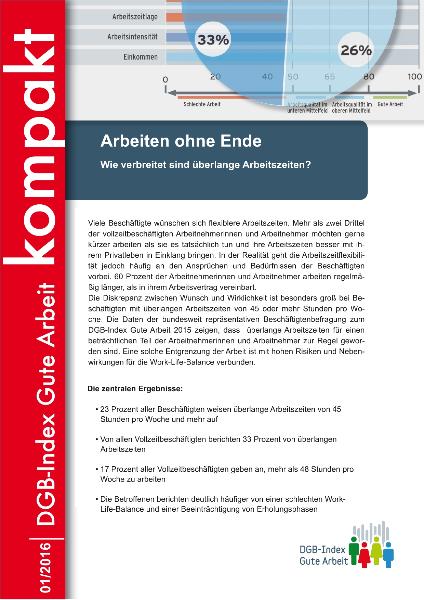 Arbeiten ohne Ende. Wie verbreitet sind überlange Arbeitszeiten? DGB-Index Gute Arbeit Kompakt 01/2016, Februar 2016