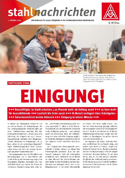 Einigung! 4. Verhandlungsrunde Tarifrunde Stahl, 1. Oktober 2025