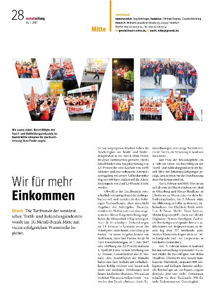 metallzeitung – Regionalseiten Mitte März 2017