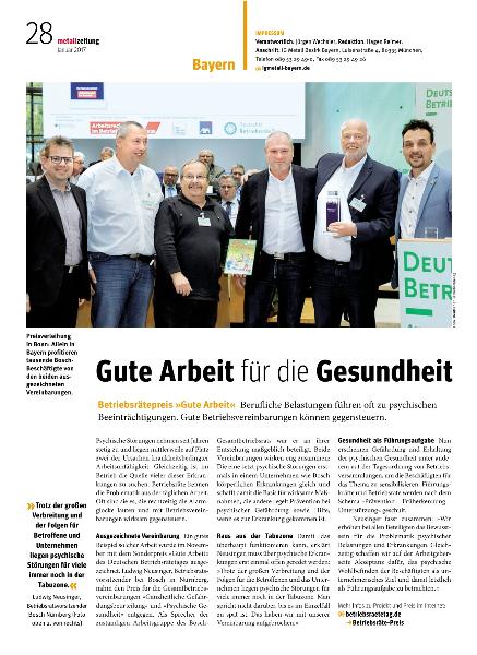metallzeitung - Regionalseiten Bayern Januar 2017