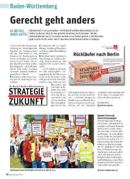metallzeitung - Regionalseiten Baden-Württemberg Oktober 2010