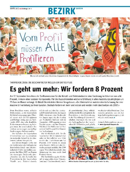 metallzeitung - Regionalseiten Bayern Oktober 2008