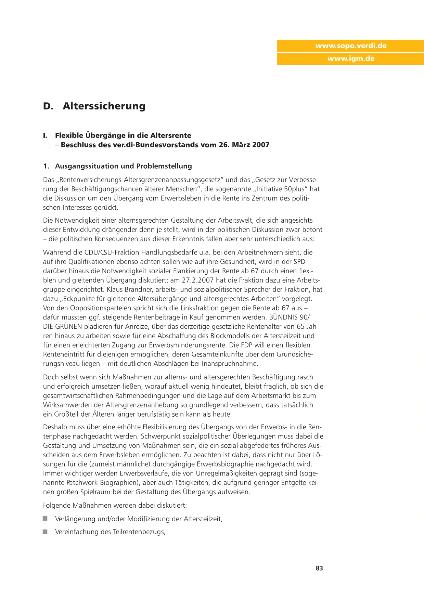 Sozialpolitische Informationen Nr. 2 / 2007: Alterssicherung