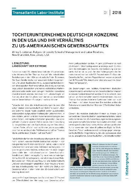 Wilma B. Liebman: Tochterunternehmen deutscher Konzerne und ihr Verhältnis zu US-amerikanischen Gewerkschaften