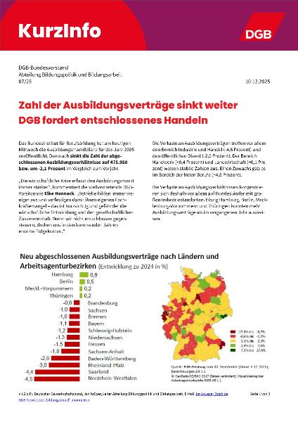 KurzInfo 0725 Ausbildungszahlen 2025